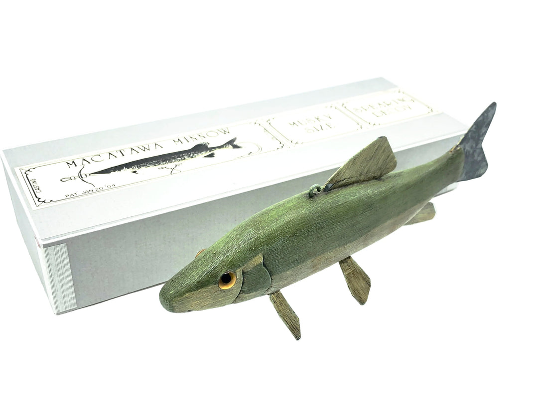Macatawa Bait Co. 1981 Early Pikeminnow Decoy, Singed w/Box
