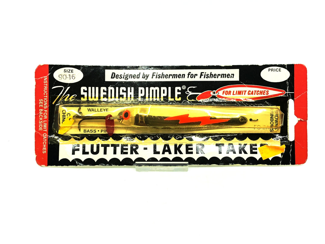 Swedish Pimple Flutter Laker Taker, Fluorescent Orange Zap Color New on Card