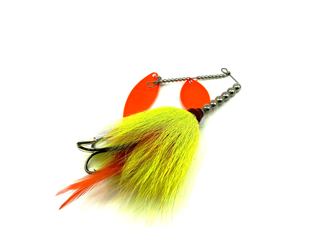 Grim Reaper 2 Ounce Tandem Spinner, Orange Blade/Chartreuse Bucktail