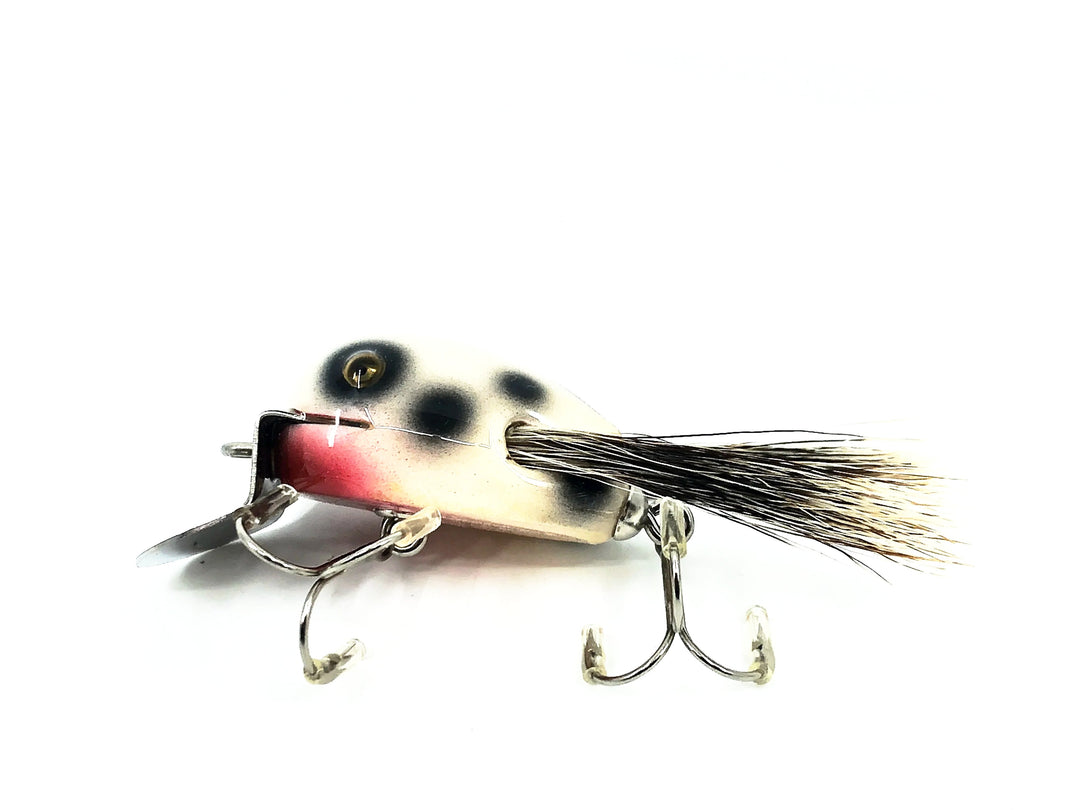 Musky Dan (XXX Lures) Baby Dingbat, White/Black Dots w/COA