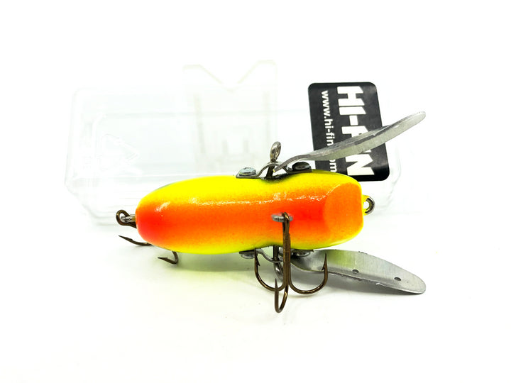 Hi-Fin Bass Creeper Lure, Chartreuse/Black Dots/Orange Belly Color in Box