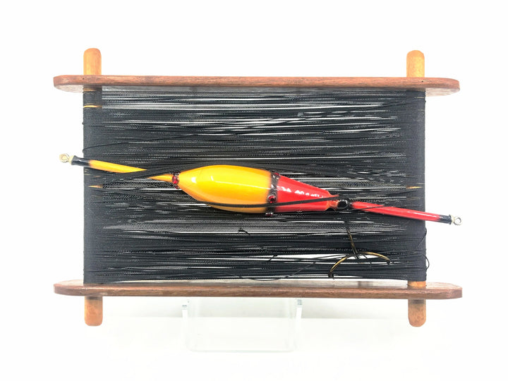 Musky Dan (XXX Lures) "Old Style Fishing Pole" w/Wooden Bobber, Yellow/Red/Jewel Color