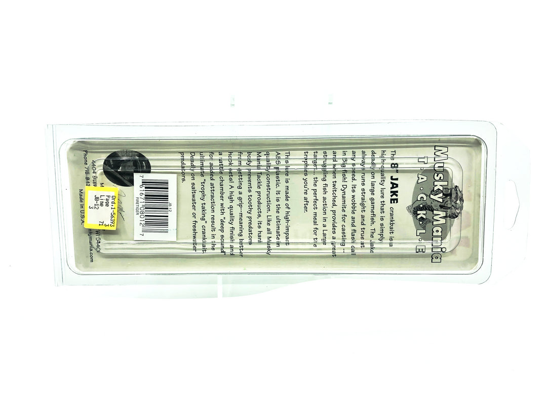 Jake 8" Musky Bait, Firetiger Color New on Card