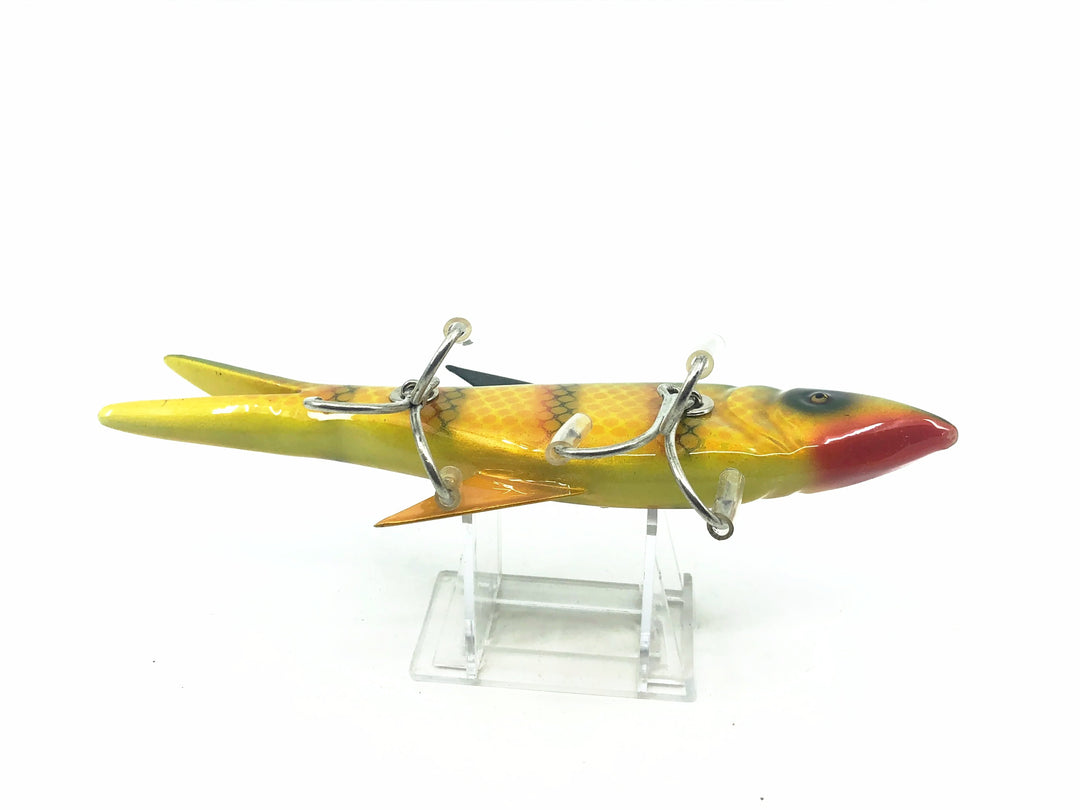 Musky Dan (XXX Lures) Florida Old Style Injured Minnow, Perch Color w/COA