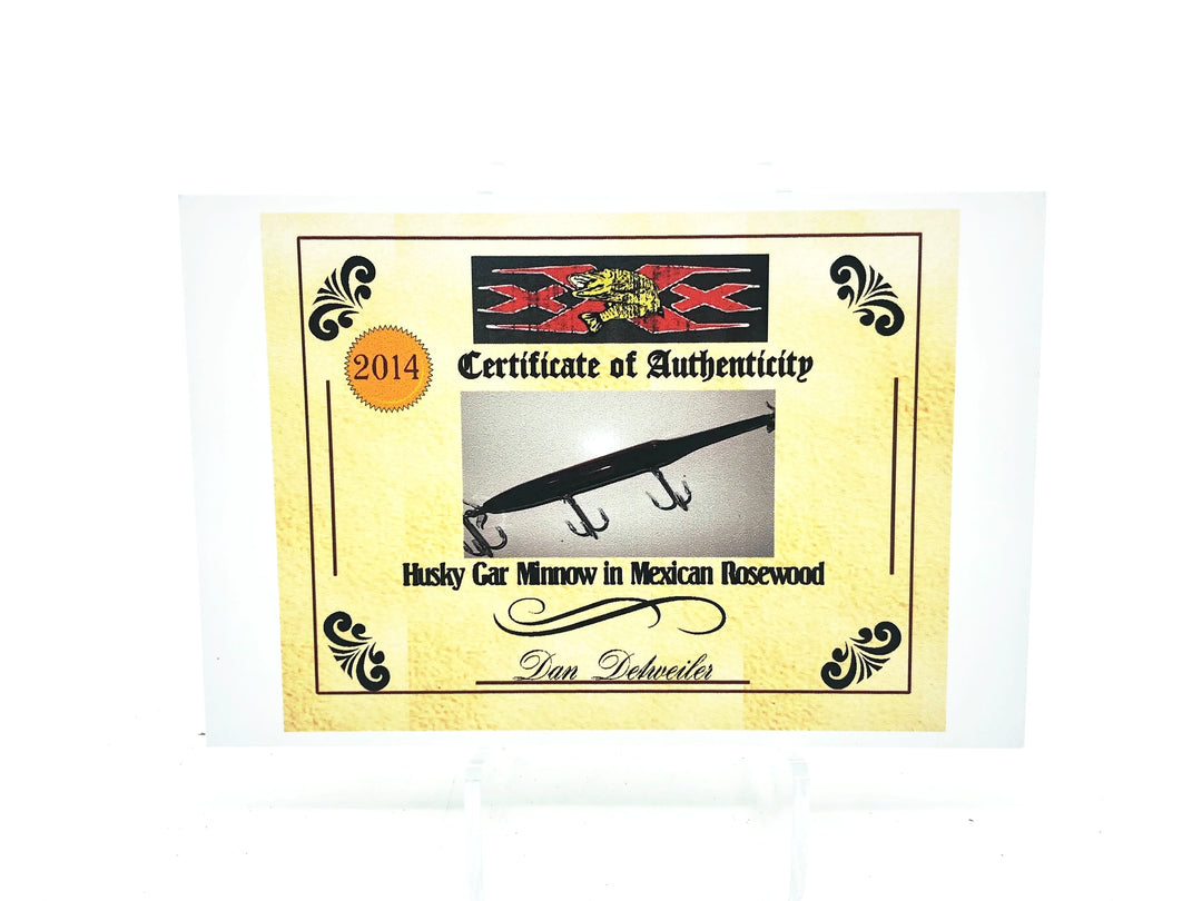 Musky Dan (XXX Lures) Husky Gar Minnow 9", Mexican rosewood Color -2014 w/COA