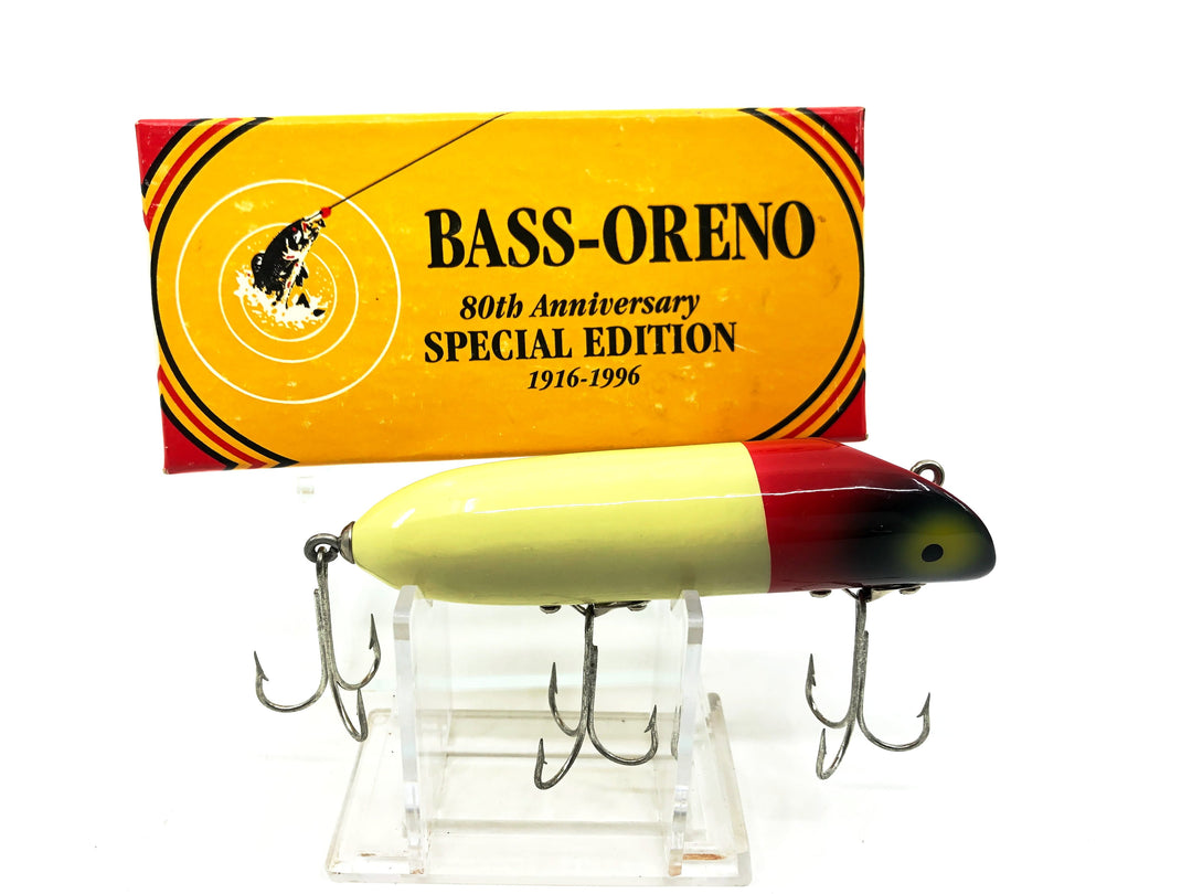 Luhr-Jensen South Bend 80th Anniversary Bass-Oreno, White/Red Head Color New in Box