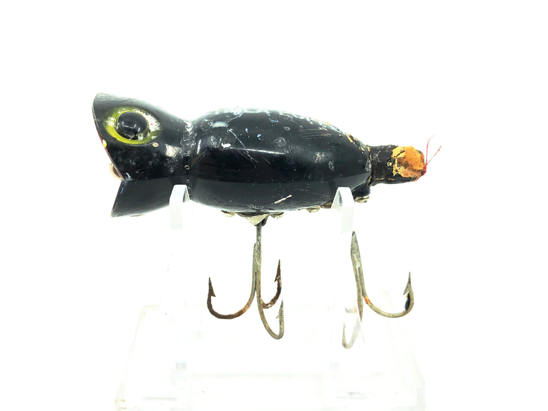 Arbogast Hula Popper, Black Color, Early Bug Eyed Model