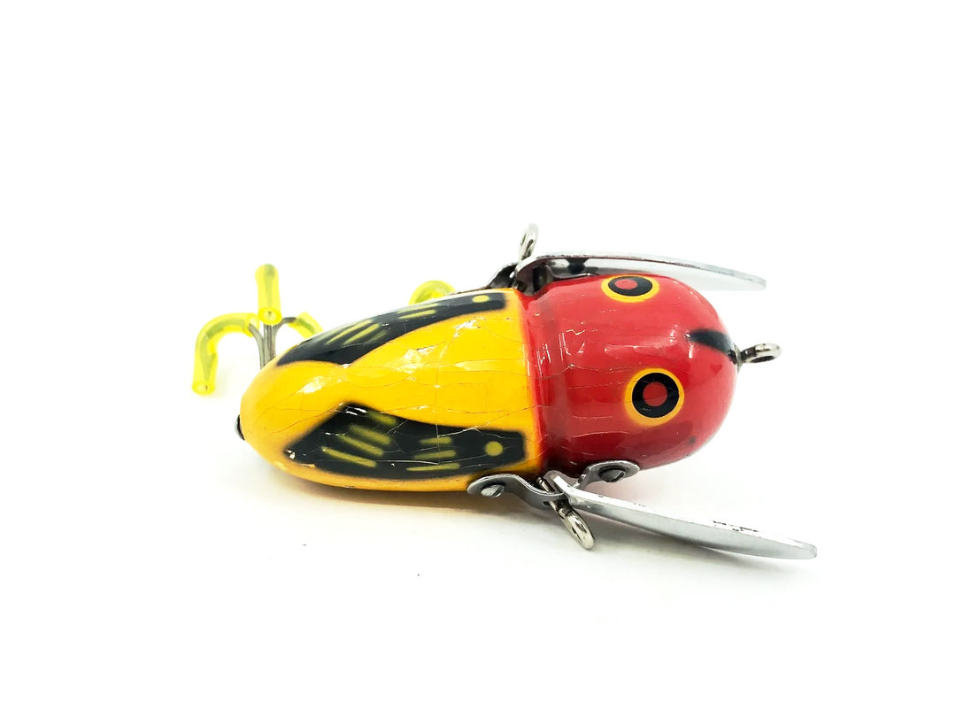 Heddon Wooden Crazy Crawler 2120 YRH Yellow Red Head Color