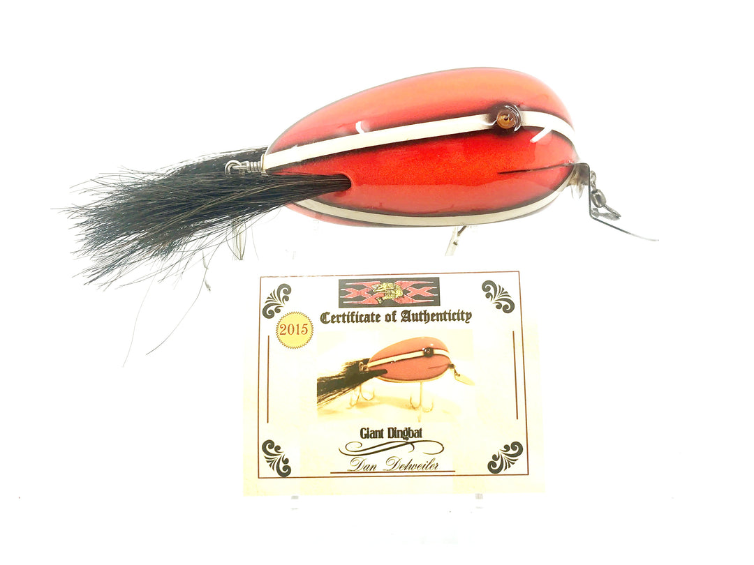 Musky Dan (XXX Lures) Giant Dingbat 5 1/2", Orange/Black & White Stripes w/COA