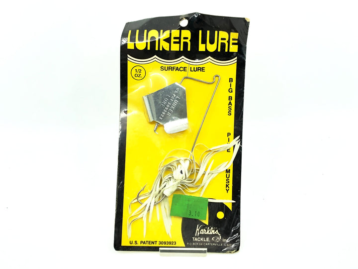 Harkins Tackle Inc Lunker Lure Buzzbait, White Color on Card
