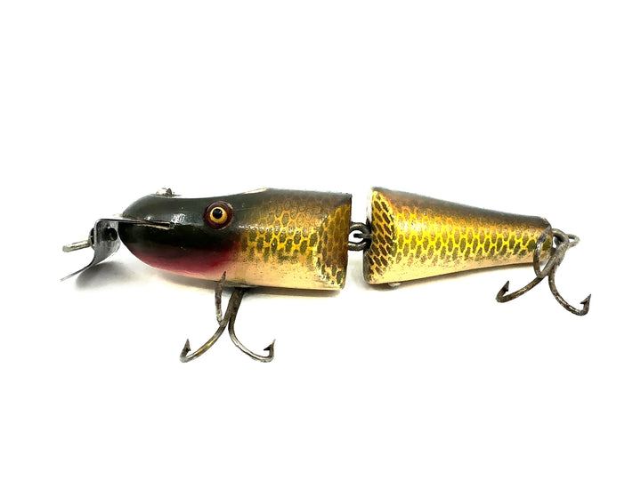 Creek Chub 2700 Baby Jointed Pikie Minnow, Color 2704 Golden Shiner, Wooden Lure Glass Eyes