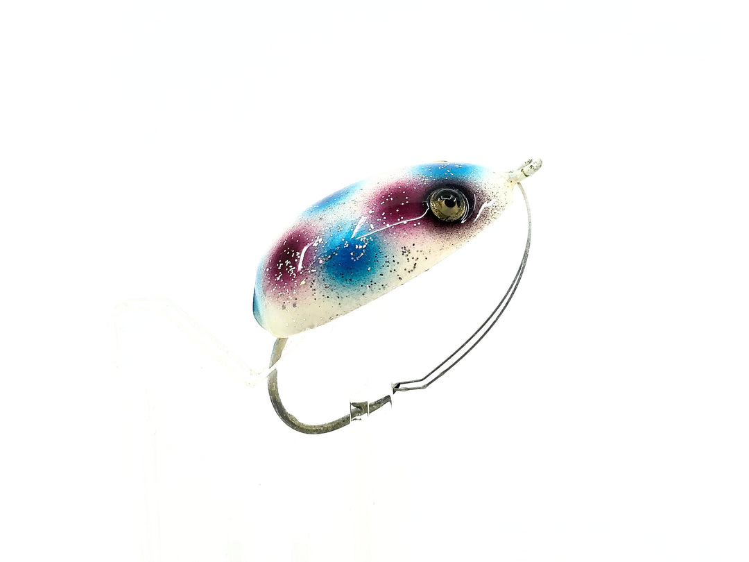 Musky Dan (XXX Lures) Fly-Rod Frog, White/Red & Blue Dots w/COA
