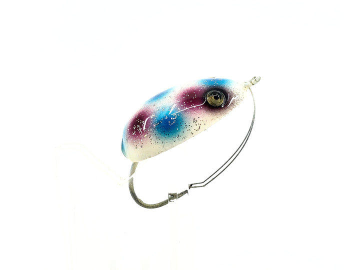 Musky Dan (XXX Lures) Fly-Rod Frog, White/Red & Blue Dots w/COA