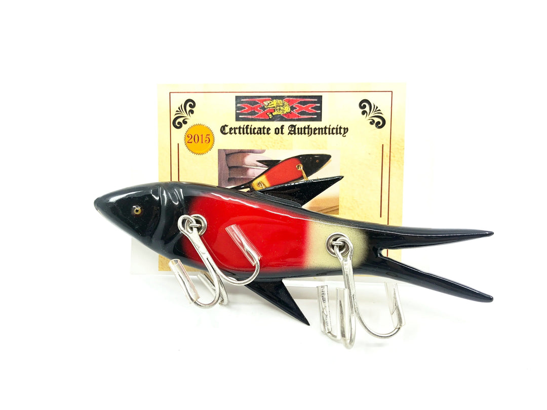 Musky Dan (XXX Lures) Florida Old Style Injured Minnow, Red Wing Blackbird Color w/COA