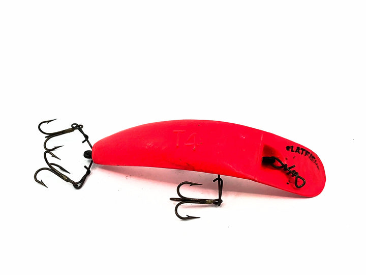 Helin Flatfish T4, RFL Red Fluorescent Color - Vintage Plastic