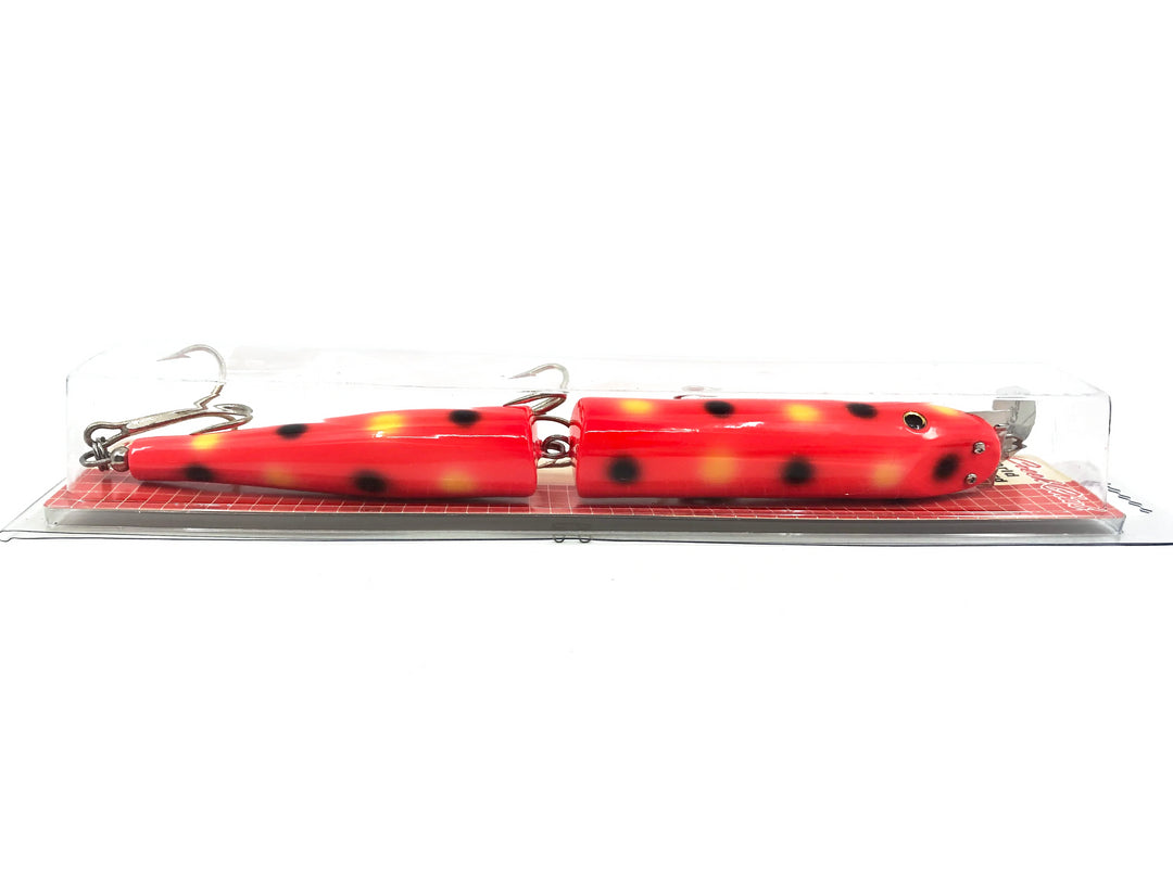 Creek Chub Wooden Giant Jointed Pikie 800, Orange Spotted Color, New on Card Old Stock