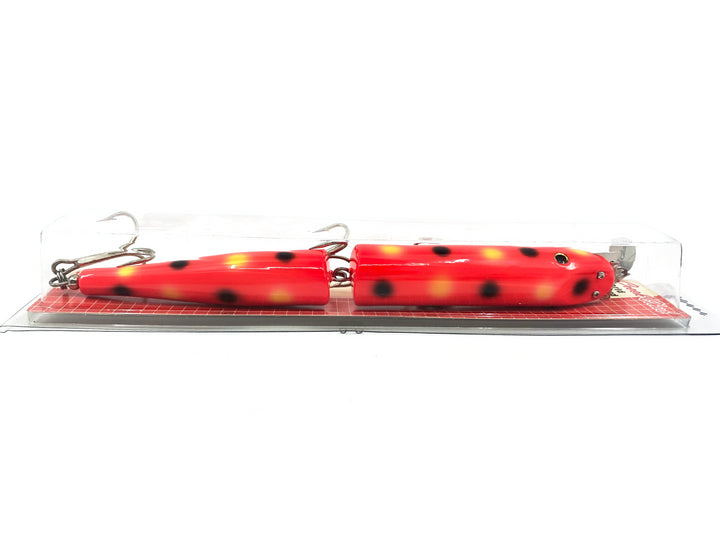 Creek Chub Wooden Giant Jointed Pikie 800, Orange Spotted Color, New on Card Old Stock