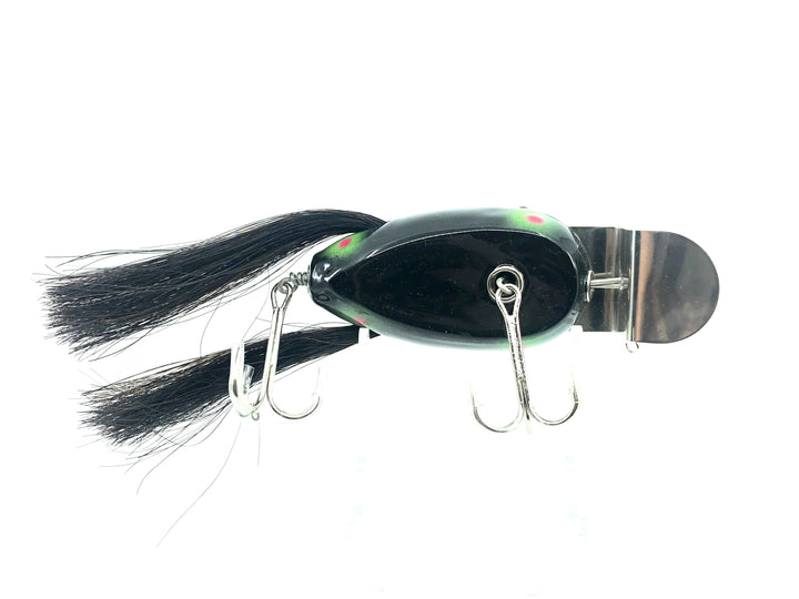 Musky Dan (XXX Lures) Husky Dingbat, Black/Green & Red Dots Color