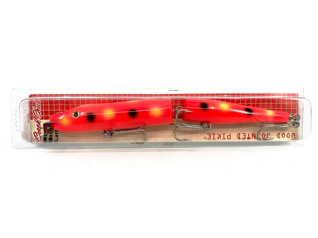Creek Chub Wooden Giant Jointed Pikie 800, Orange Spotted Color, New on Card Old Stock