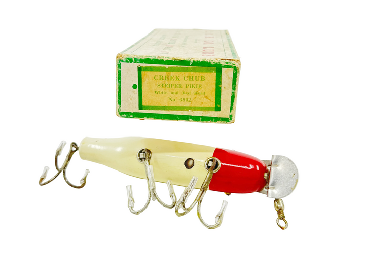 Creek Chub Striper Pikie 6900, #02 White and Red Head Color w/Box