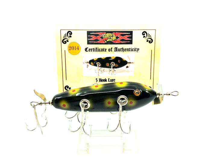 Musky Dan (XXX Lures) 5 Hook, Black/Yellow & Red Dots Color w/COA