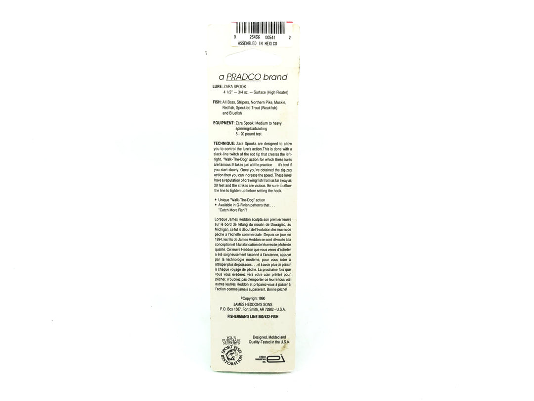 Heddon Zara Spook Color MG, Golden Black Muskie Color on Card