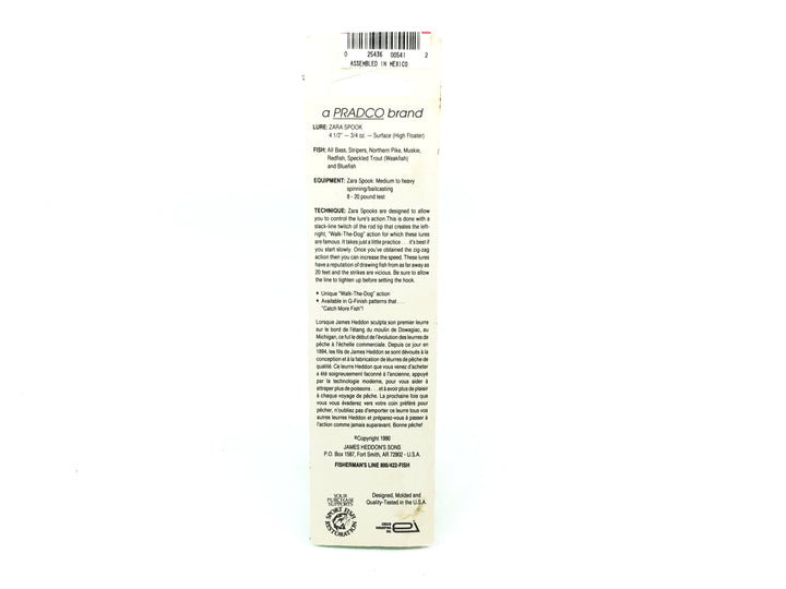 Heddon Zara Spook Color MG, Golden Black Muskie Color on Card