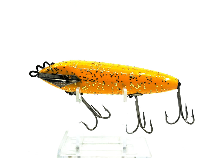 Heddon #1600 Deep Diving Dowagiac Minnow, Repainted Yellow/Silver Flitter Color
