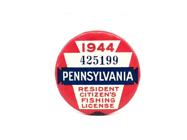 1944 Pennsylvania Resident Fishing License Button