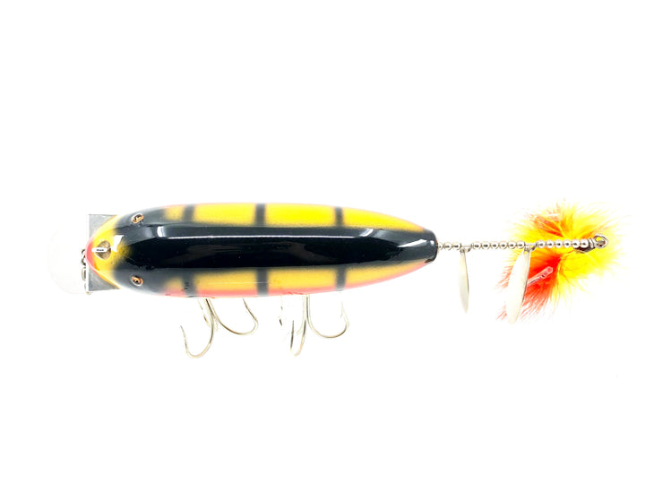 Musky Dan (XXX Lures) Giant Wiggler 14 1/2", Yellow/Red/Black Ribs Color