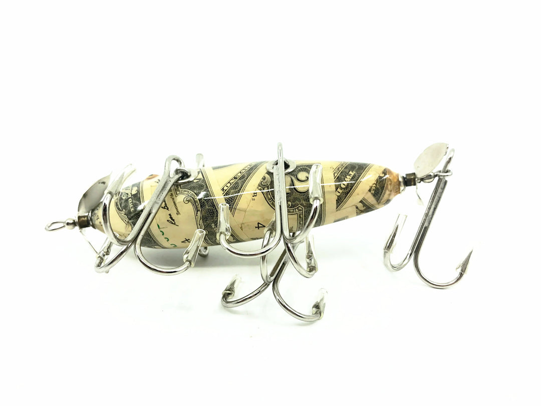 Musky Dan (XXX Lures) 5 Hook 150 Lure, 2 Dollar Bill Color w/COA