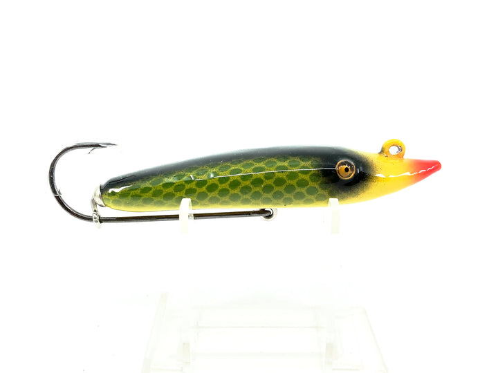 Musky Dan (XXX Lures) Single Hook Pikaroon, Green Scale/Yellow Belly Color