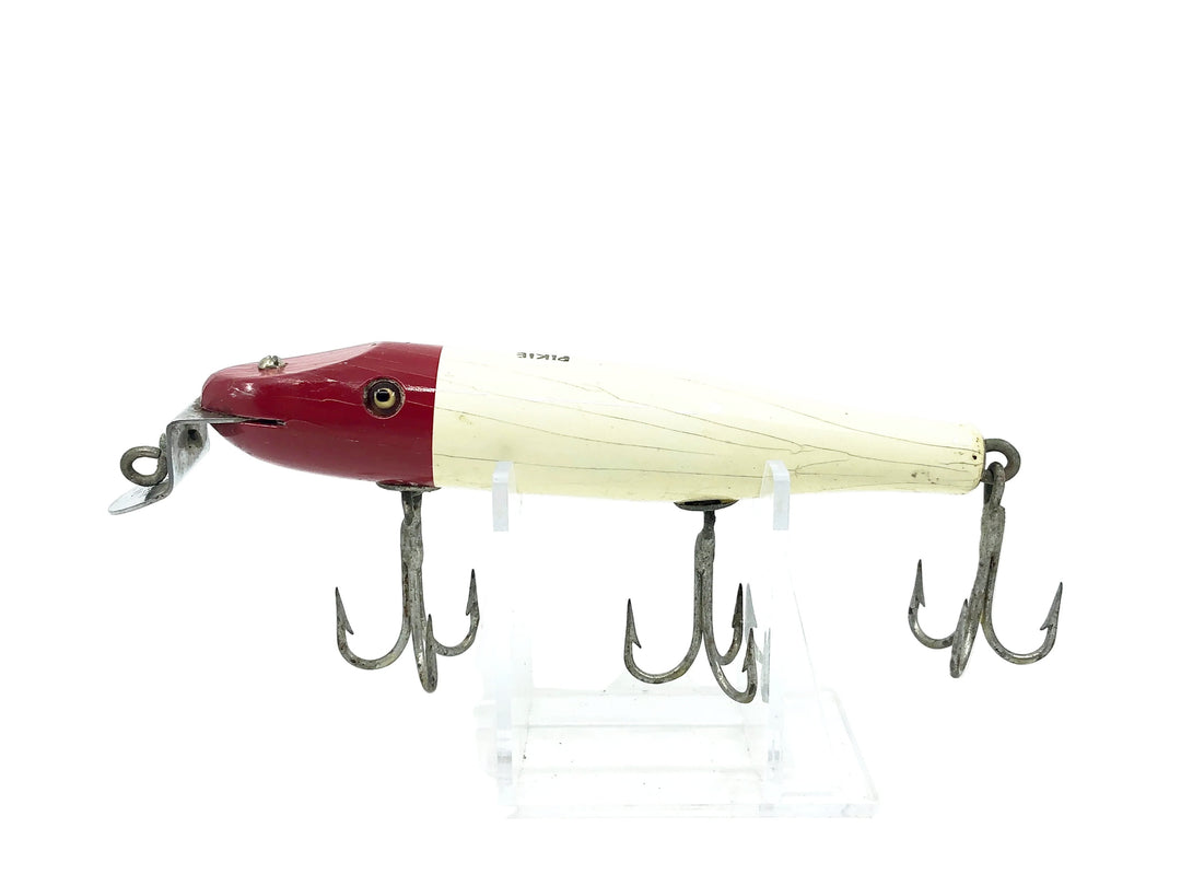 Creek Chub 700 Pikie, 701 Red Head/White Color - Vintage Wooden Version with glass eyes