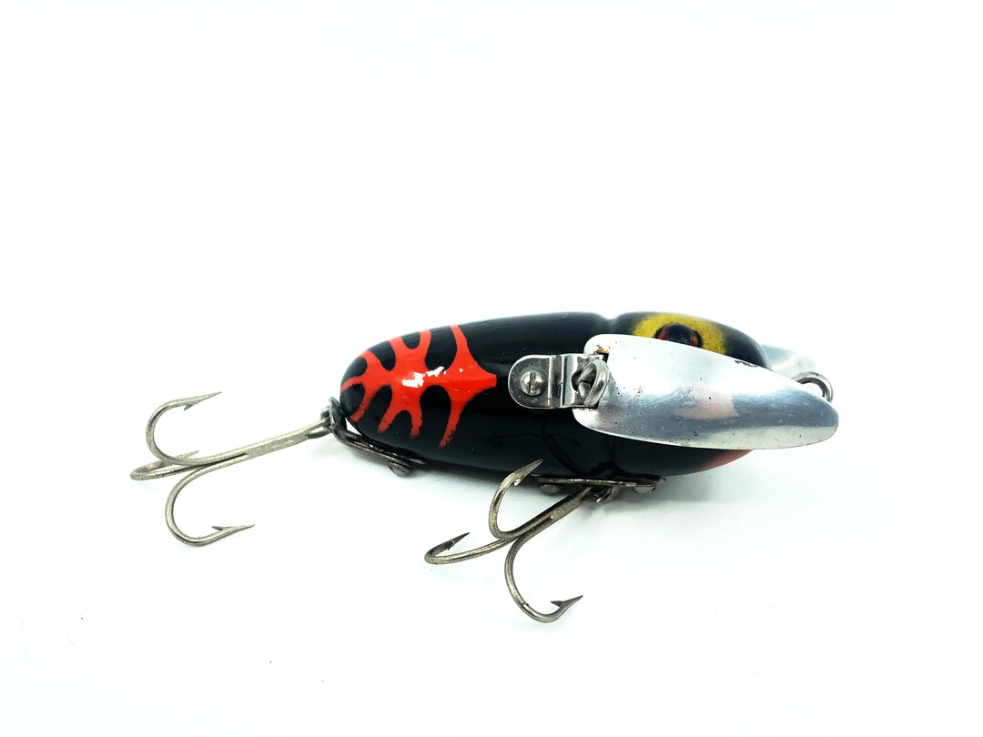 Heddon Wooden Crazy Crawler 2100, Repainted Black/Flames Color