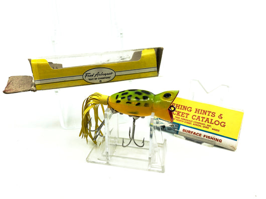 Arbogast Hula Popper 750 Bug-Eyed Model, Frog/Yellow Belly Color
