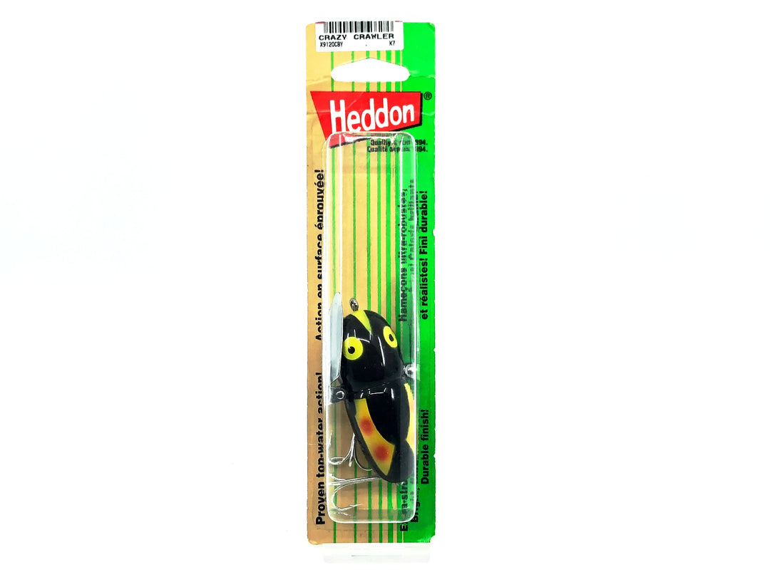 Heddon Crazy Crawler, CBY Black Chartreuse Hornet Color on Card