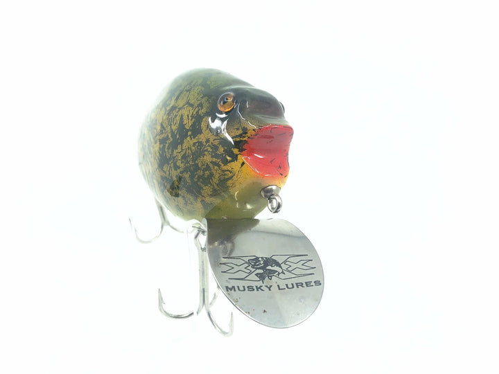 Musky Dan (XXX Lures) Giant Punkinseed 4 1/2", Speckled Frog&nbsp;Color