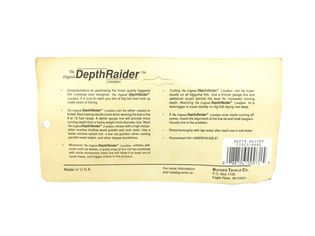 Joe Bucher Tackle Co. Buchertail Jointed Depth Raider 8", Cisco/Shad Color New on Card