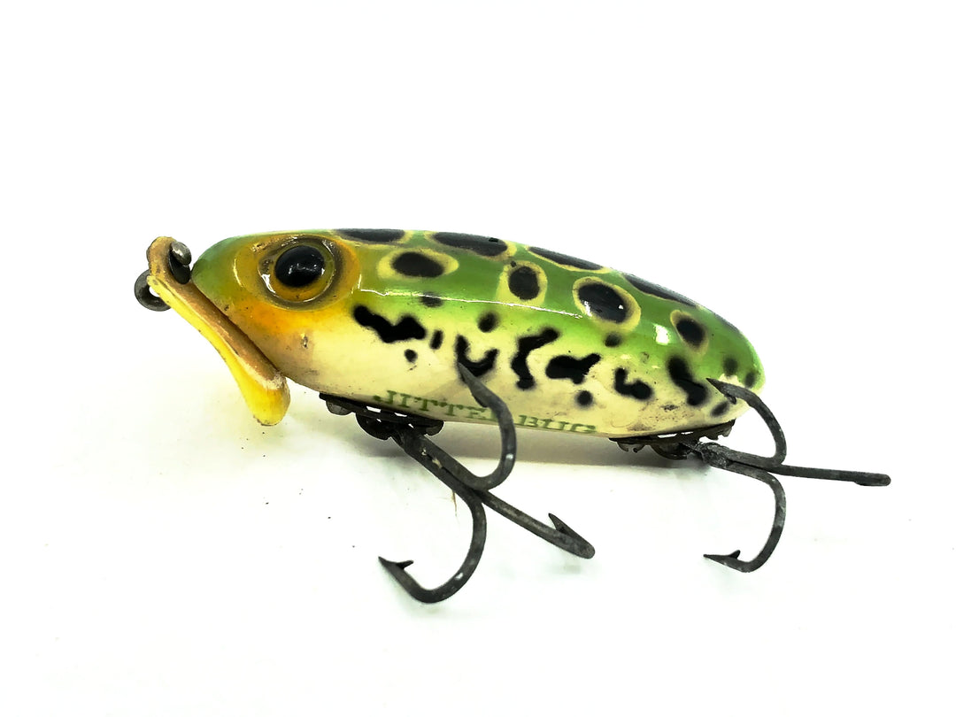 Arbogast Plastic White Lip Jitterbug 1940's WWII Era, Frog Color - War Bug