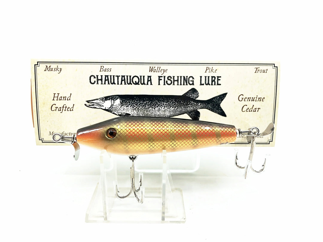 Chautauqua Topwater Minnow, Classic Red Perch Color