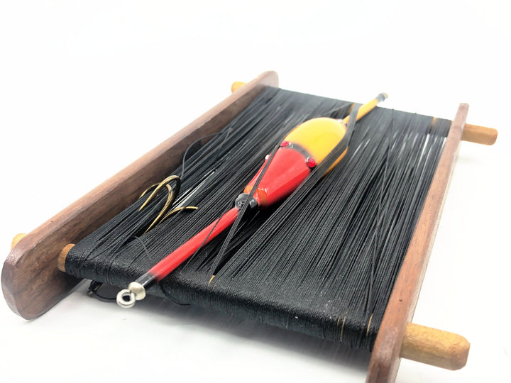 Musky Dan (XXX Lures) "Old Style Fishing Pole" w/Wooden Bobber, Yellow/Red/Jewel Color