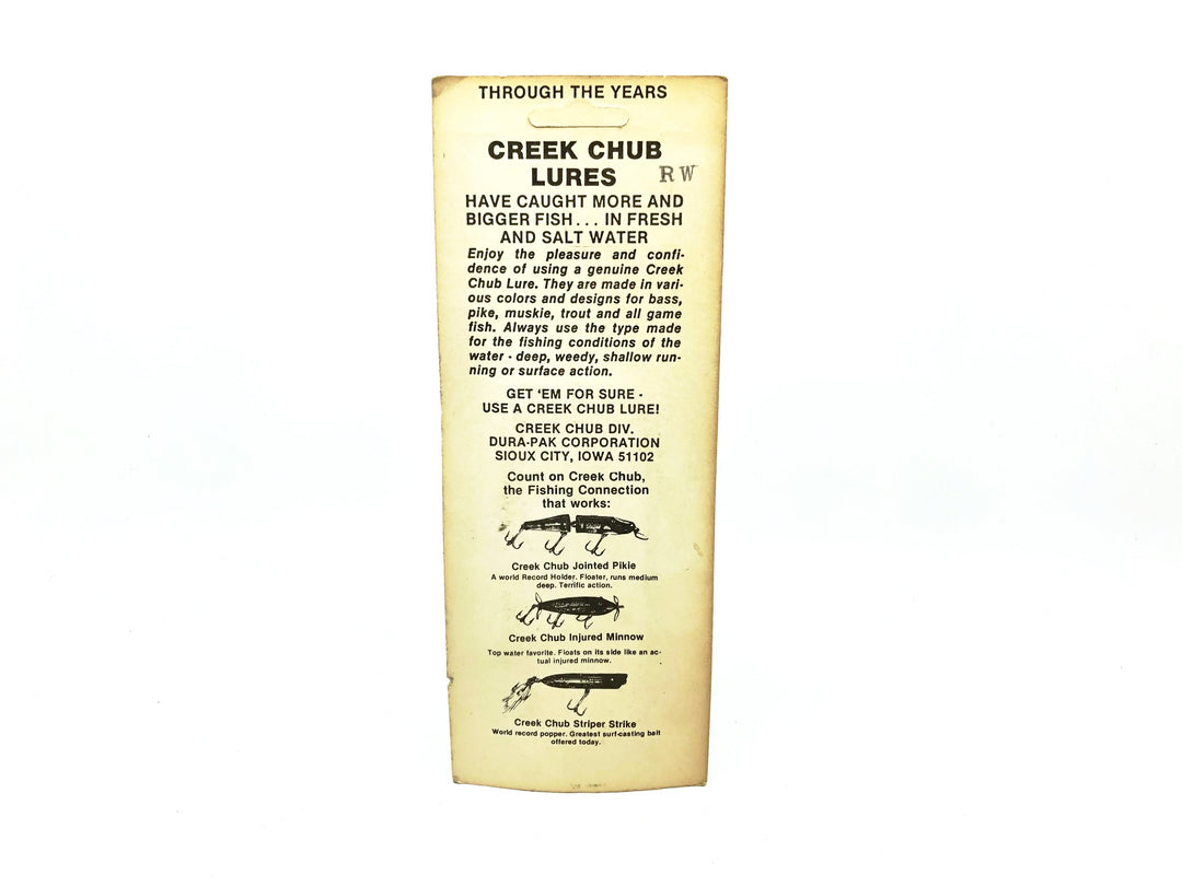 Creek Chub Plunker 3200P, Red/White Color on Card