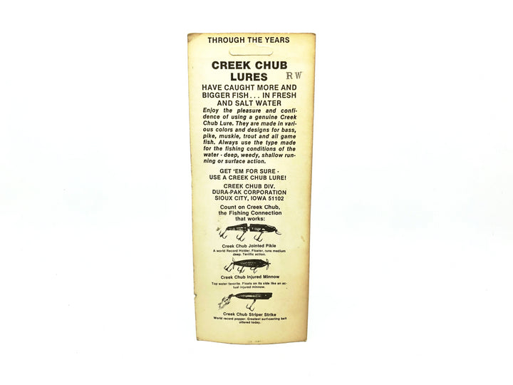 Creek Chub Plunker 3200P, Red/White Color on Card