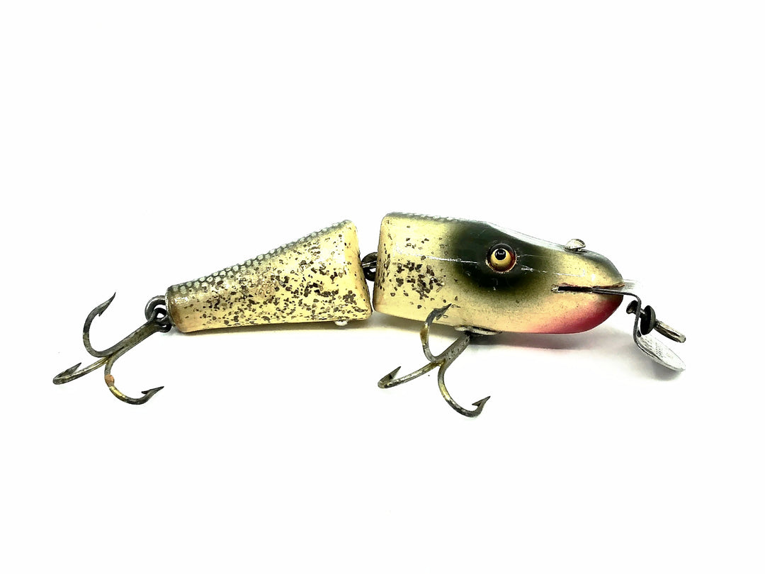 Creek Chub 2700 Baby Jointed Pikie Minnow in Silver Flash Color 2718 Wooden Lure Glass Eyes
