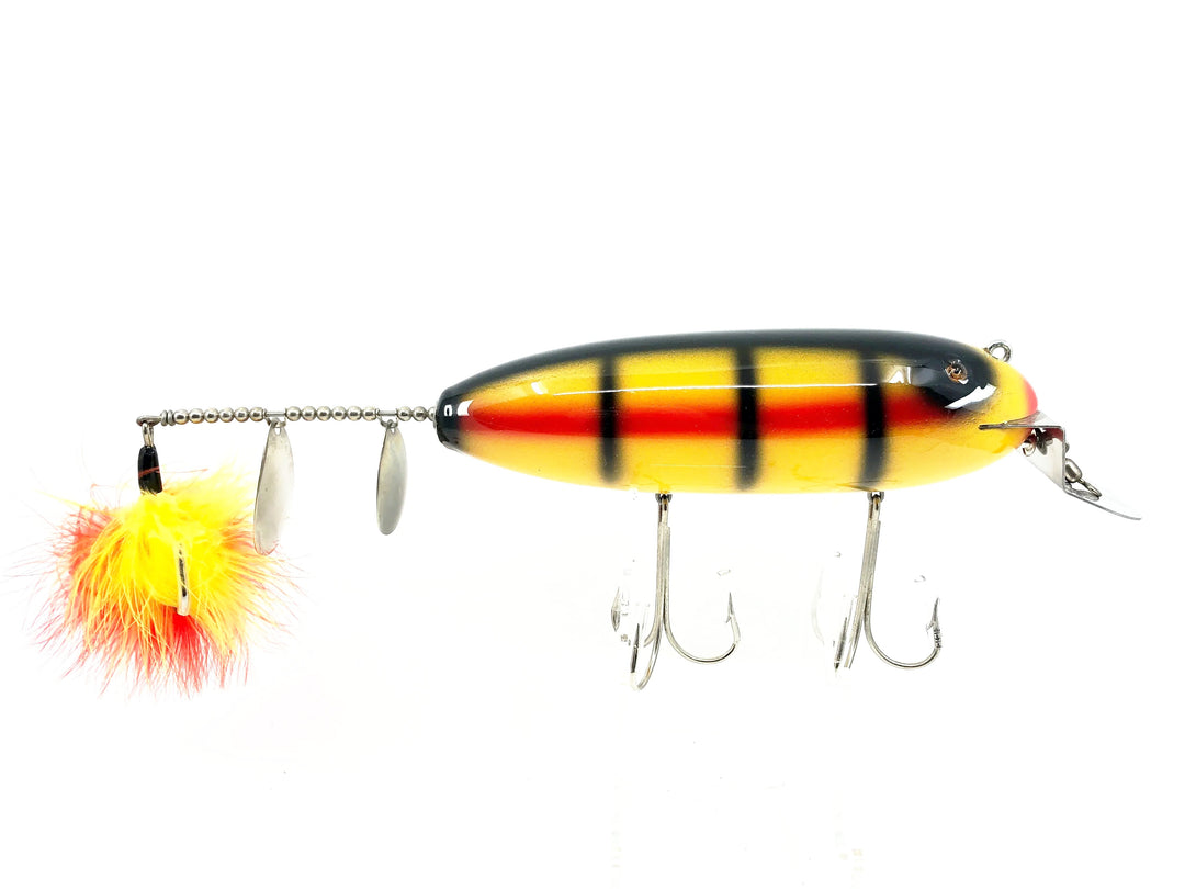 Musky Dan (XXX Lures) Giant Wiggler 14 1/2", Yellow/Red/Black Ribs Color