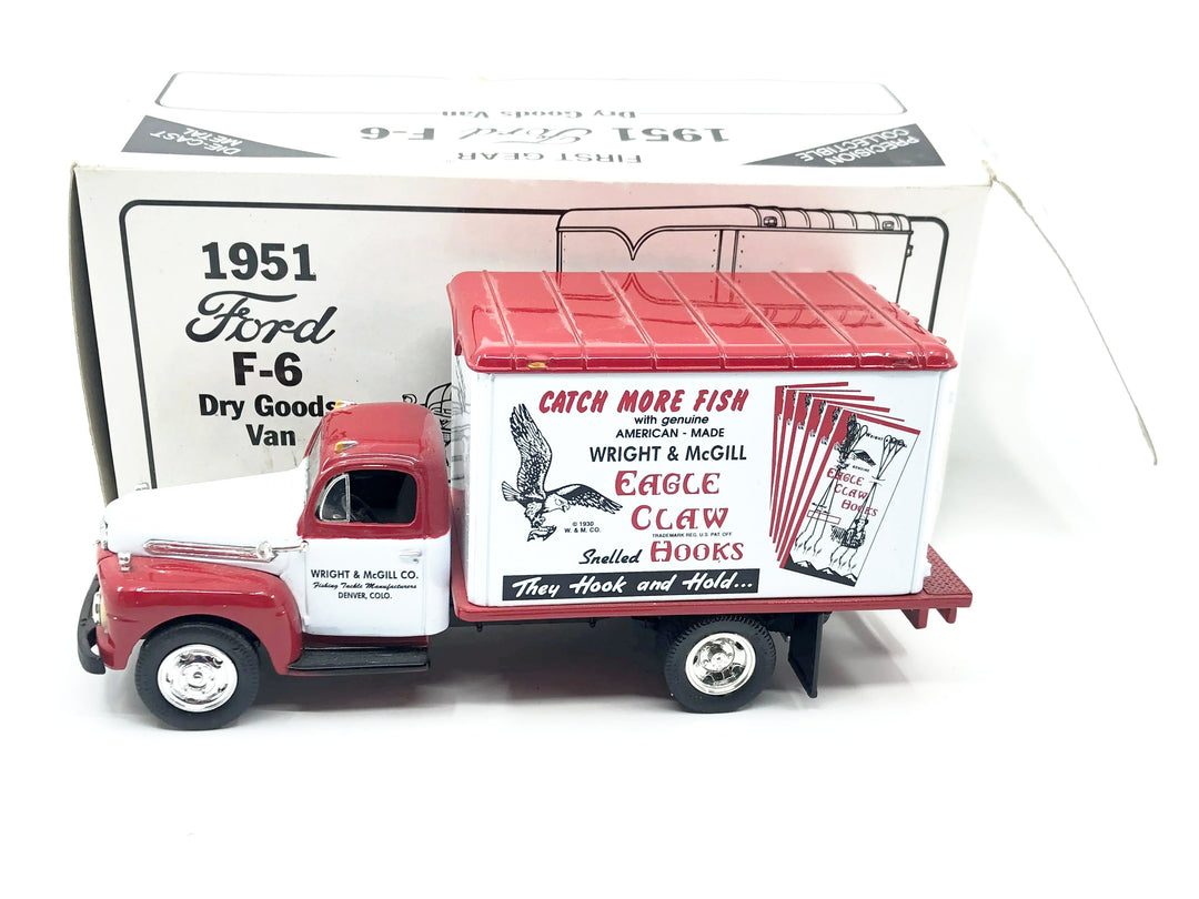 First Gear 1951 Ford F-6 Van Eagle Claw Fishing Tackle Wright McGill w/Box