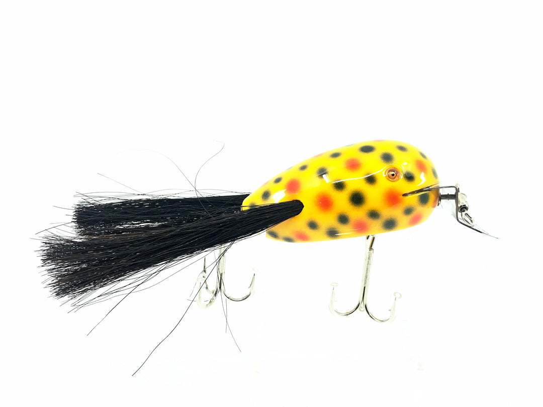 Musky Dan (XXX Lures) Husky Dingbat, Yellow/Red & Black Dots Color