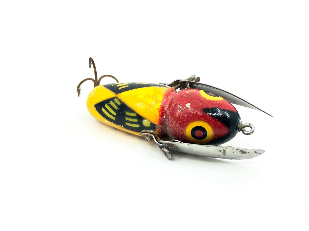 Heddon Wooden Crazy Crawler 2100 YRH Yellow Red Head Color