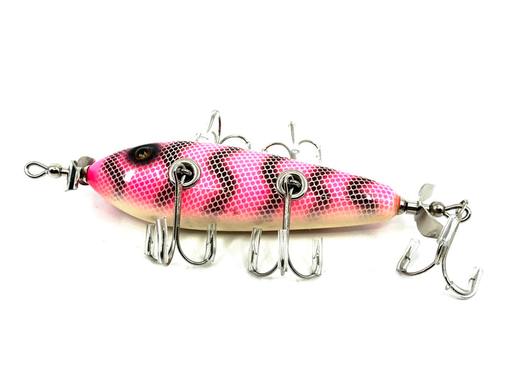 Musky Dan (XXX Lures) 5 Hook Minnow, Pink Tiger Color w/COA