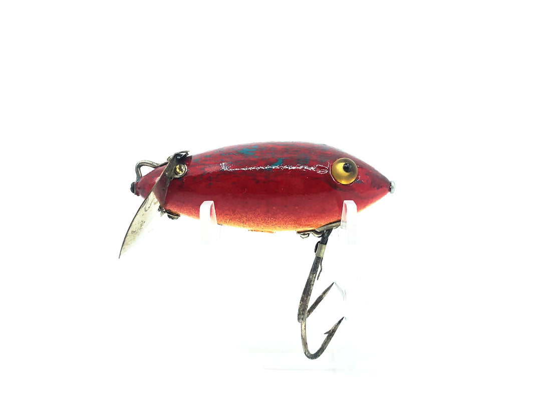 Heddon #7000 Deep-O-Diver, Repainted Red/Cyan Crackleback Color